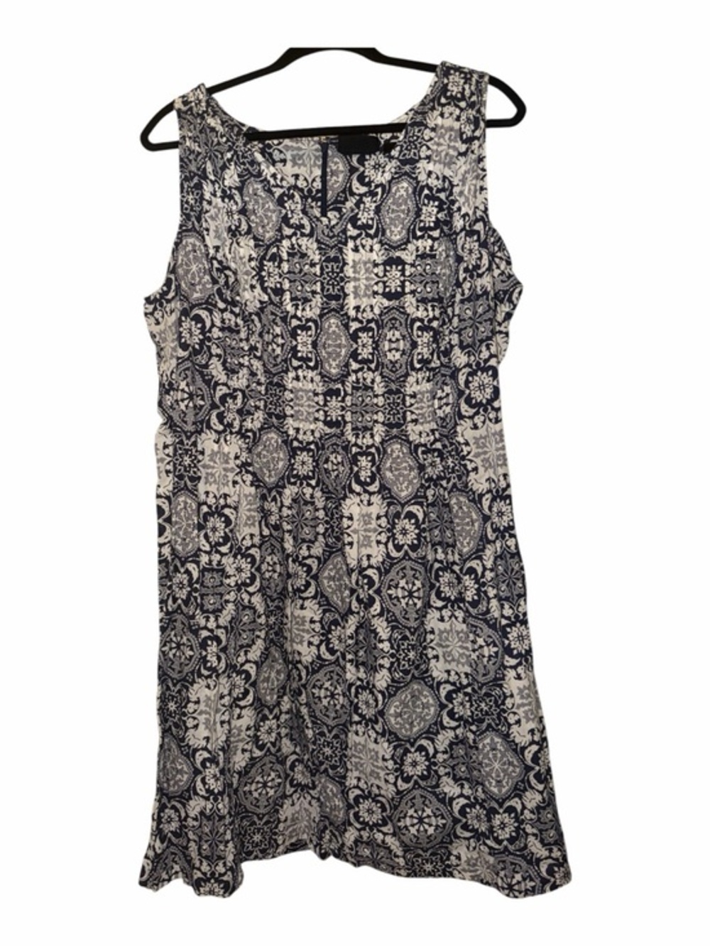 Avenue Navy Blue and White Cotton Shift Dress